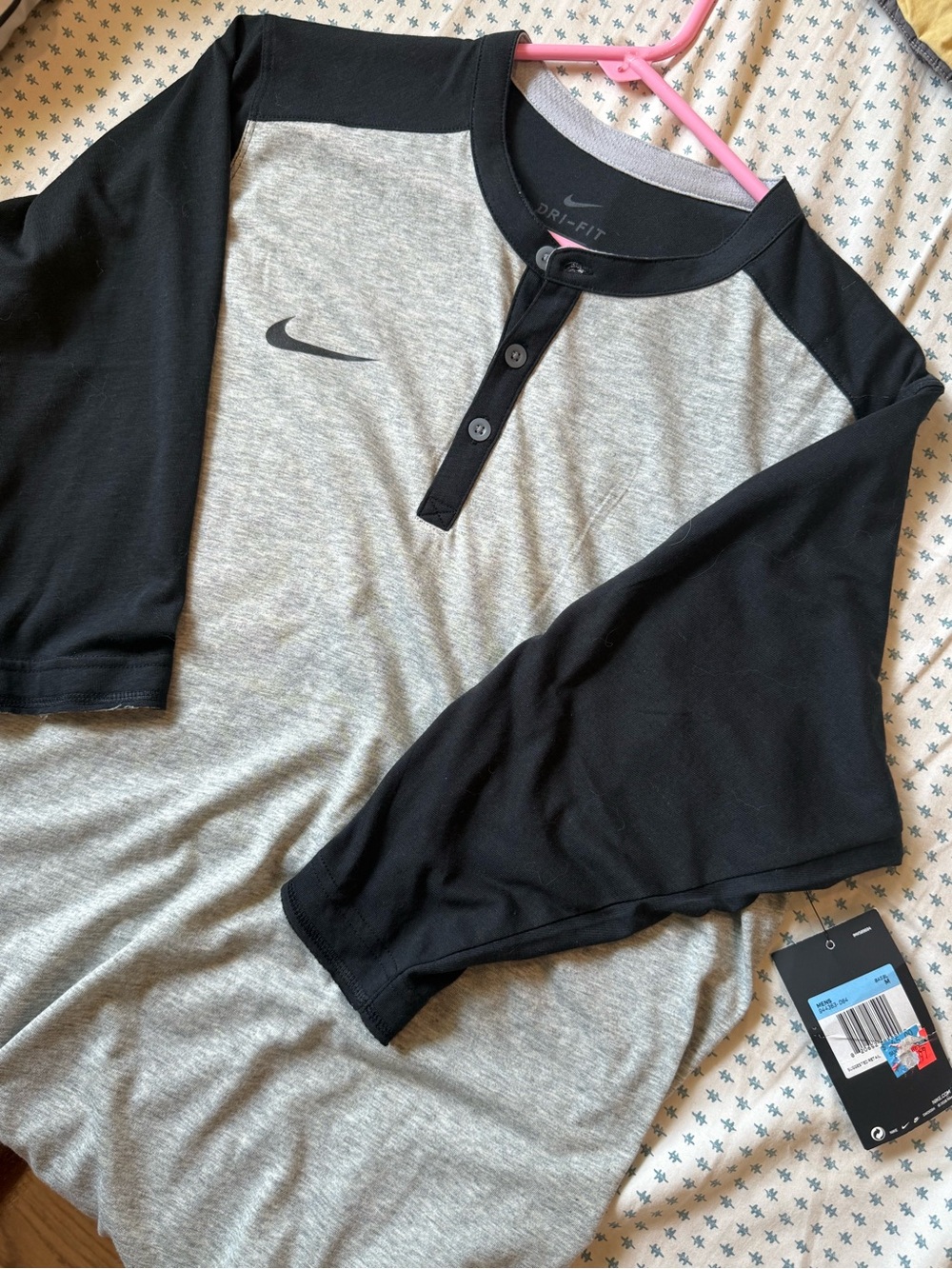 Nike Grey and Black Dri-FIT Henley Performance Shirt - Picture 2 of 3